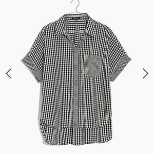 Madewell Black Gingham Button Down Top